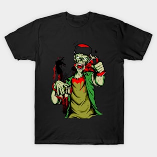 Zombie skull wearing cap,manual hand drawing,isolated T-Shirt